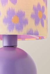 ValueLights Mileys Purple Floral Print Table Lamp & Bulb in Lilac - thumbnail 4