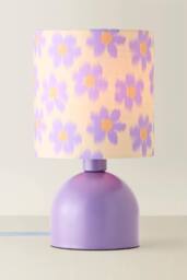 ValueLights Mileys Purple Floral Print Table Lamp & Bulb in Lilac - thumbnail 3