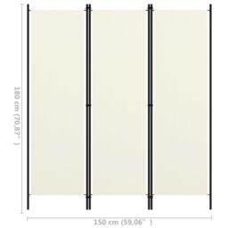 Berkfield Home 3-Panel Room Divider Cream White 150x180 cm - thumbnail 6