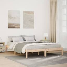 Berkfield Home Extra Long Bed Frame without Mattress 160x210 cm Solid Wood Pine in Brown - thumbnail 2