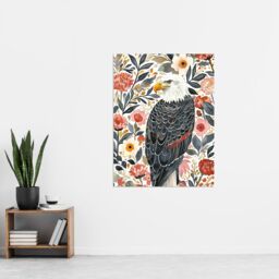 "Artery8 American Bald Eagle Floral Watercolour Portrait Wall Art Print - Size: W24"" x H32""" - thumbnail 4