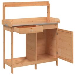 Berkfield Home Potting Table with Cabinet Brown 110.5x45x124.5 cm Solid Wood Fir - thumbnail 6