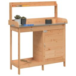 Berkfield Home Potting Table with Cabinet Brown 110.5x45x124.5 cm Solid Wood Fir - thumbnail 4