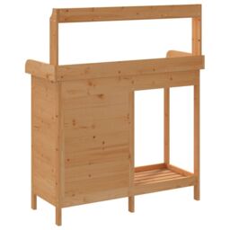 Berkfield Home Potting Table with Cabinet Brown 110.5x45x124.5 cm Solid Wood Fir - thumbnail 9