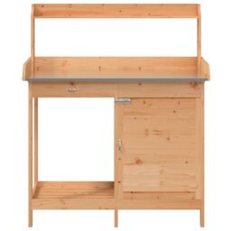 Berkfield Home Potting Table with Cabinet Brown 110.5x45x124.5 cm Solid Wood Fir - thumbnail 7