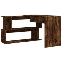 Berkfield Home Modern Corner Desk Smoked Oak 200x50x76 cm Engineered Wood in Brown - Size: 200 x 50 x 76 cm - thumbnail 6