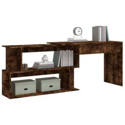 Berkfield Home Modern Corner Desk Smoked Oak 200x50x76 cm Engineered Wood in Brown - Size: 200 x 50 x 76 cm - thumbnail 4