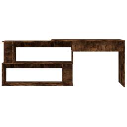 Berkfield Home Modern Corner Desk Smoked Oak 200x50x76 cm Engineered Wood in Brown - Size: 200 x 50 x 76 cm - thumbnail 5