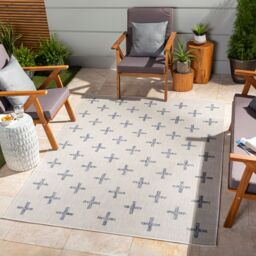 Livabliss Tuareg-Global Beige Ivory Blue Graphic In- & Outdoor Rug in Dark Blue - Size: 200 cm x 275 cm - thumbnail 8