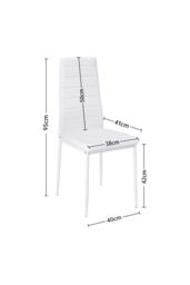Living and Home 4pcs Armless Faux Leather Upholstered High Back Dining Chairs in White - thumbnail 2