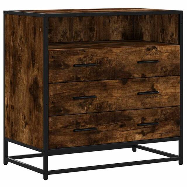 Berkfield Home Drawer Cabinet Smoked Oak 70x41x70 cm Engineered Wood in Brown - Size: 70 x 41 x 70 cm - image 1