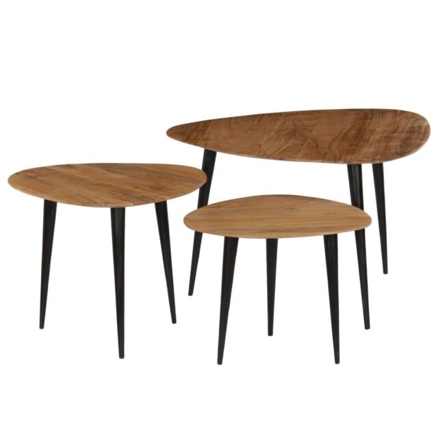 Berkfield Home Coffee Table Set 3 Pieces Solid Acacia Wood in Brown - image 1