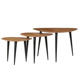 Berkfield Home Coffee Table Set 3 Pieces Solid Acacia Wood in Brown - thumbnail 2