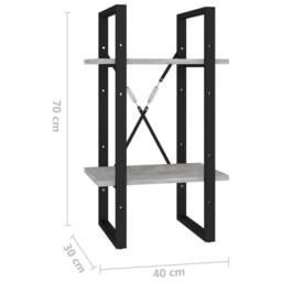 Berkfield Home 2-Tier Book Cabinet Concrete Grey 40x30x70 cm Engineered Wood - Size: 40 x 30 x 70 cm - thumbnail 7