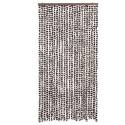 Berkfield Home Fly Curtain Brown & White 100x200 cm Chenille - thumbnail 3