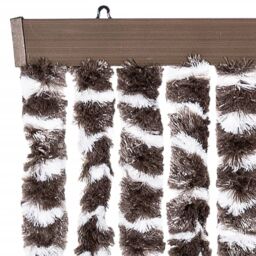 Berkfield Home Fly Curtain Brown & White 100x200 cm Chenille - thumbnail 4