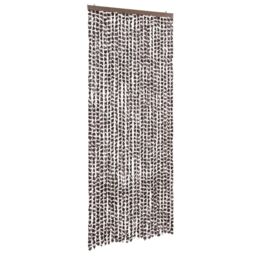 Berkfield Home Fly Curtain Brown & White 100x200 cm Chenille - thumbnail 2