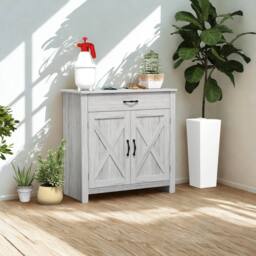 FURNOS Industrial Multipurpose Sideboard Buffet Cabinet With Drawer Grey - thumbnail 4