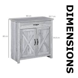 FURNOS Industrial Multipurpose Sideboard Buffet Cabinet With Drawer Grey - thumbnail 9