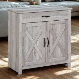 FURNOS Industrial Multipurpose Sideboard Buffet Cabinet With Drawer Grey - thumbnail 2