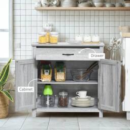 FURNOS Industrial Multipurpose Sideboard Buffet Cabinet With Drawer Grey - thumbnail 3