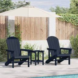 Berkfield Home Modern 3 Piece Garden Lounge Set Navy Blue HDPE - thumbnail 2