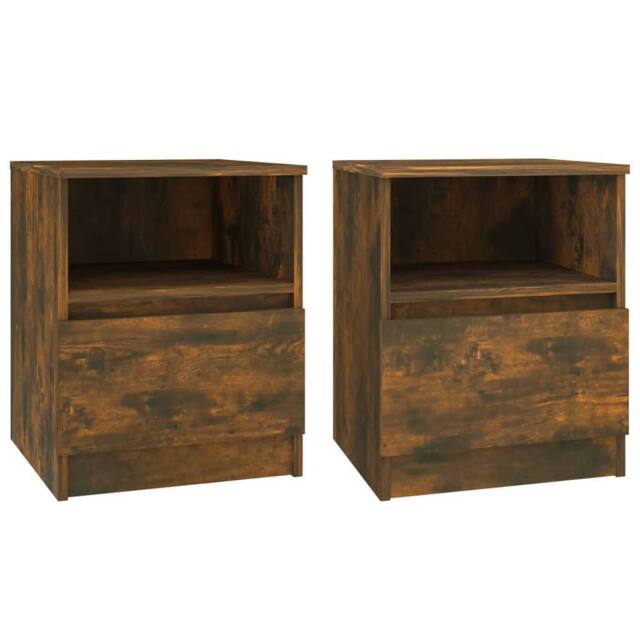 Berkfield Home Bedside Cabinets 2 pcs Smoked Oak 40x40x50 cm Engineered Wood in Brown - Size: 40 x 40 x 50 cm - image 1