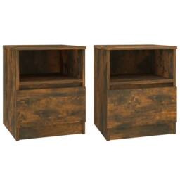 Berkfield Home Bedside Cabinets 2 pcs Smoked Oak 40x40x50 cm Engineered Wood in Brown - Size: 40 x 40 x 50 cm - thumbnail 1