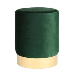 Kelvenix 1pc Green Round Velvet Pouffe Bedroom Dressing Table Ottoman 29 x 36cm - Size: 29 x 36 cm - thumbnail 1