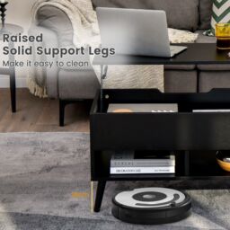 Costway Lift Top Coffee Table Modern Wooden Lift Top Dining Cocktail Table in Black - thumbnail 7