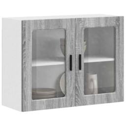 Berkfield Home Kitchen Wall Cabinet with Glass Door Porto Grey Sonoma - thumbnail 4