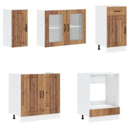 Berkfield Home 8 Piece Kitchen Cabinet Set Kalmar Old Wood Engineered Wood in Brown - thumbnail 4