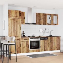 Berkfield Home 8 Piece Kitchen Cabinet Set Kalmar Old Wood Engineered Wood in Brown - thumbnail 3