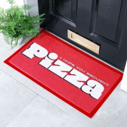 Artsy Mats I Hope You Brought Pizza Indoor & Outdoor Doormat - 70x40cm in Red - Size: 40 cm x 70 cm
