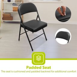 Royalford Folding Chairs with Padded Metal Frame 100kg Capacity Black - Size: 6 Pack - thumbnail 5