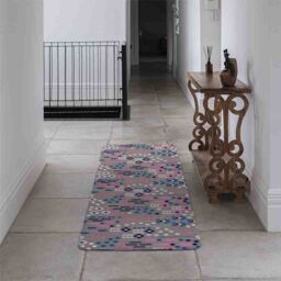Benjamin Tate Design Selection Of Flowers In Pink Blue & White Runner Rug in Natural - Size: 67 cm x 230 cm - thumbnail 3