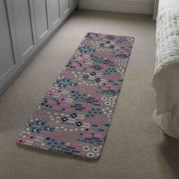 Benjamin Tate Design Selection Of Flowers In Pink Blue & White Runner Rug in Natural - Size: 67 cm x 230 cm - thumbnail 4