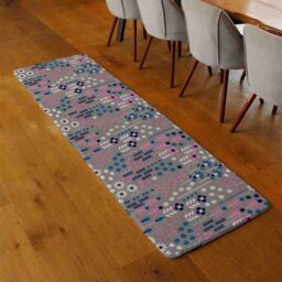 Benjamin Tate Design Selection Of Flowers In Pink Blue & White Runner Rug in Natural - Size: 67 cm x 230 cm - thumbnail 2