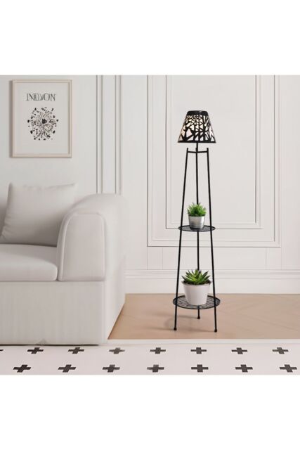 H&O Direct Two-Level Solar Plant Stand Set - Self-Illuminating Garden Shelf (2 Units) in Black - image 1