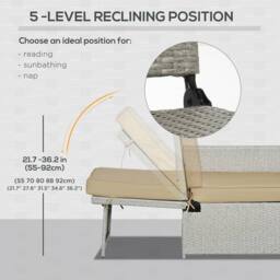 Matteo Beige 5-Piece Rattan Sun Lounger Set with Storage & Table - thumbnail 6