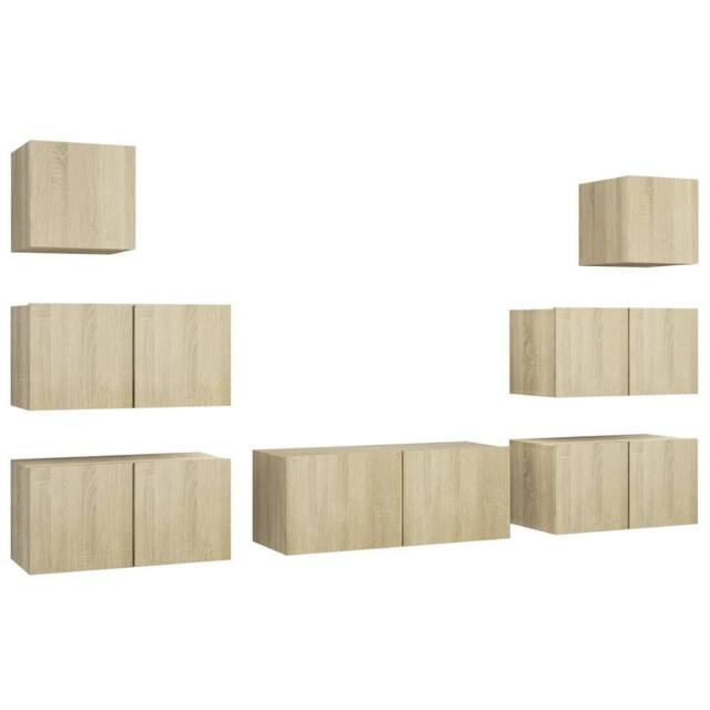 Berkfield Home 7 Piece TV Cabinet Set Sonoma Oak Engineered Wood in Tan - image 1