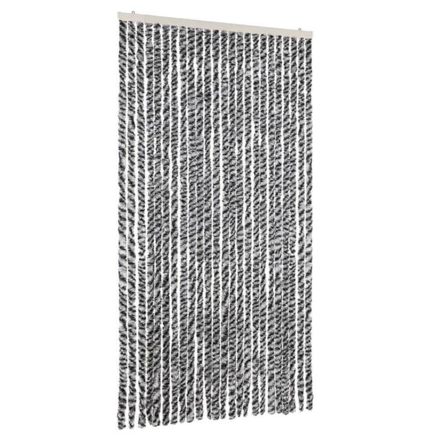 Berkfield Home Fly Curtain Grey & Black & White 100x230 cm Chenille - image 1