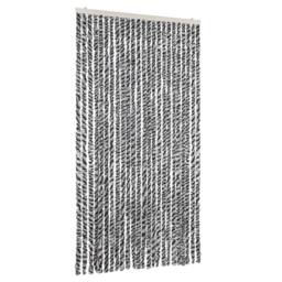 Berkfield Home Fly Curtain Grey & Black & White 100x230 cm Chenille - thumbnail 1