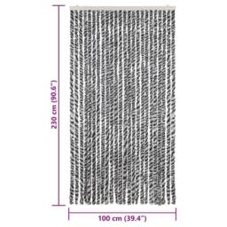 Berkfield Home Fly Curtain Grey & Black & White 100x230 cm Chenille - thumbnail 7