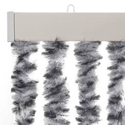 Berkfield Home Fly Curtain Grey & Black & White 100x230 cm Chenille - thumbnail 4