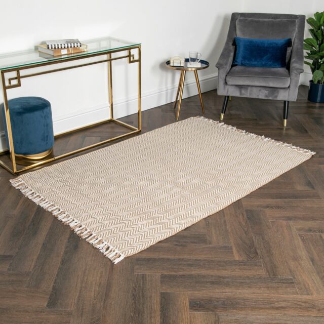 Native Home & Lifestyle Zig Zag Jute & Cotton Rug in Beige - Size: 200 cm x 300 cm - image 1