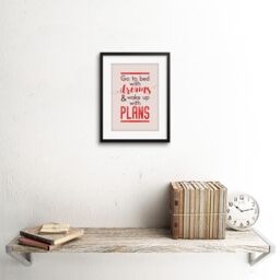 "Artery8 Wall Art Print Bed Dreams Plans Wake Up Ambition Red Framed in Black - Size: W7"" x H9""" - thumbnail 2