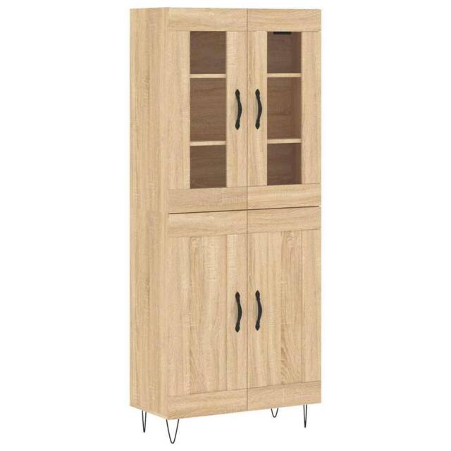 Berkfield Home Highboard Sonoma Oak 69.5x34x180 cm Engineered Wood in Light Oak - image 1