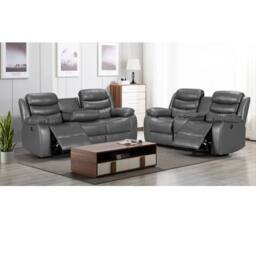 Furniture 786 Roma Electric Leather Recliner 3+2 Seater Sofa Set in Grey - thumbnail 2