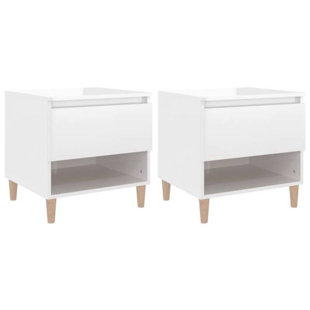 Berkfield Home Bedside Tables 2 pcs High Gloss White 50x46x50 Engineered Wood - image 1